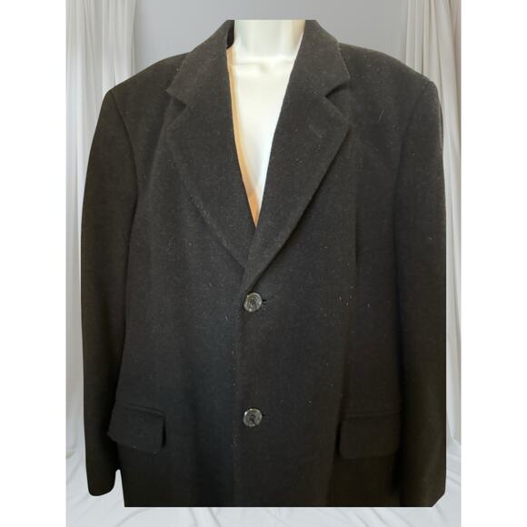 Vintage Silver Cloud Men’s Black Cashmere Blend Long Wool Overcoat Italy Fabric - Picture 2 of 8